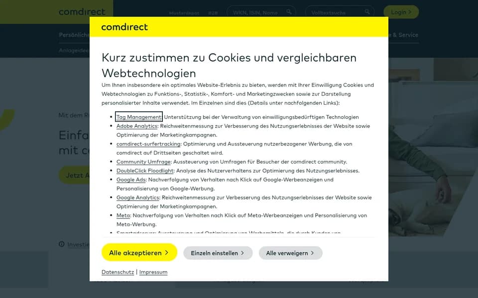 Startseite von cominvest