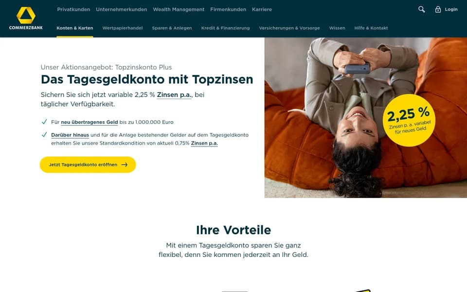 Startseite von Commerzbank
