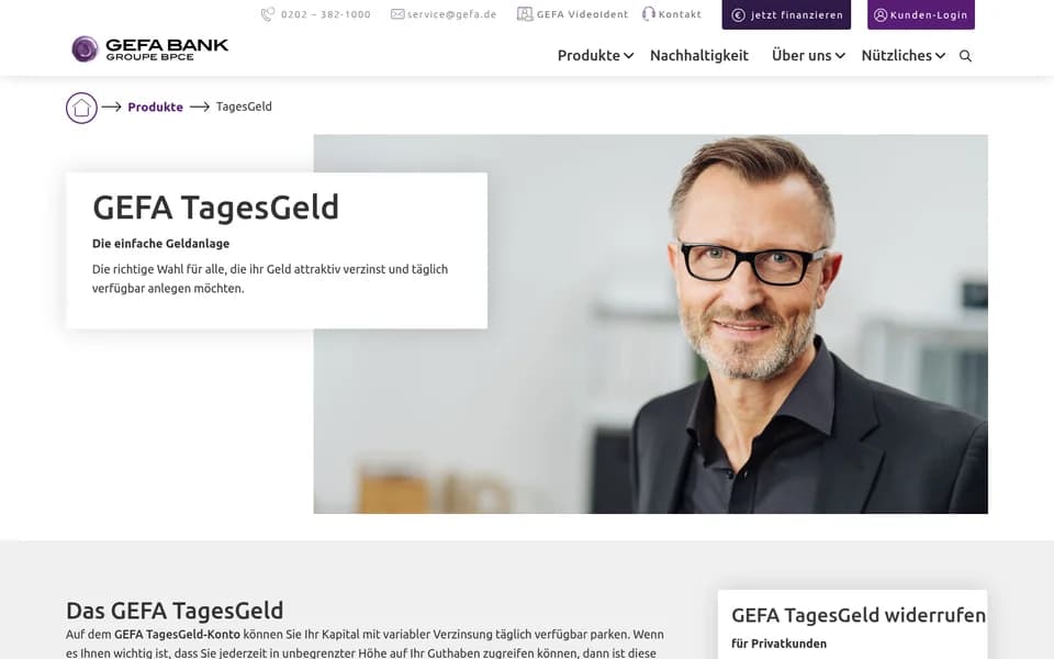Startseite von GEFA Bank