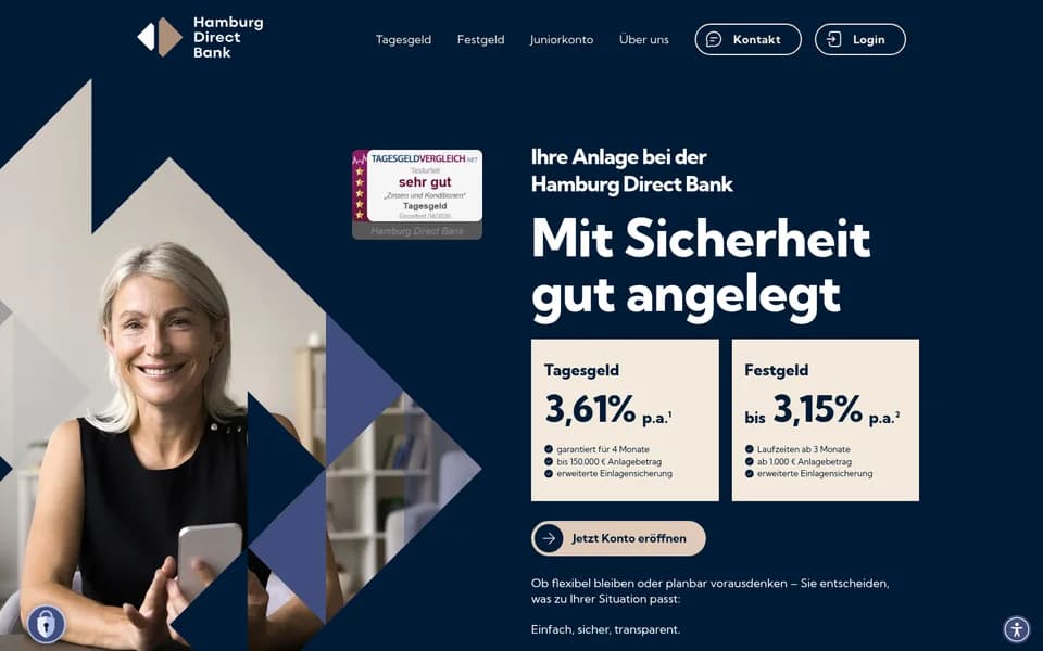 Startseite von Hamburg Direct Bank