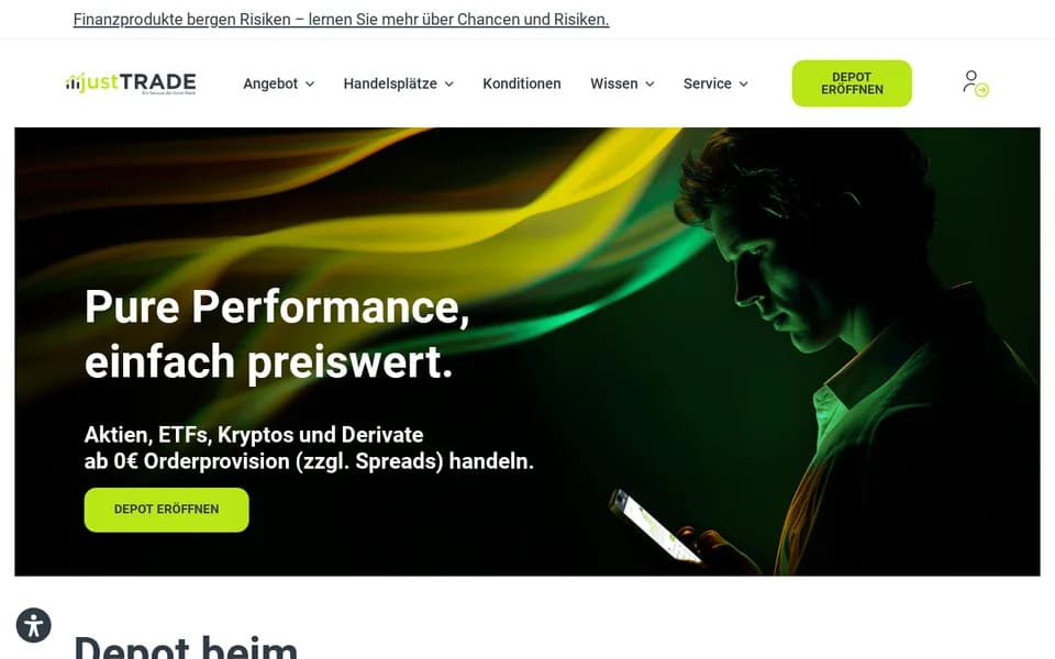 Startseite von justTRADE