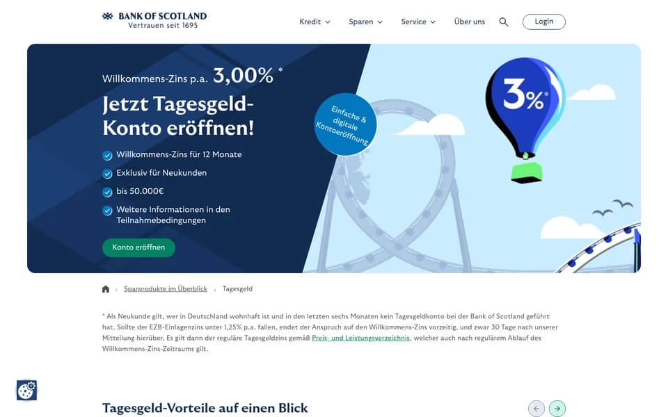 Startseite von Bank of Scotland