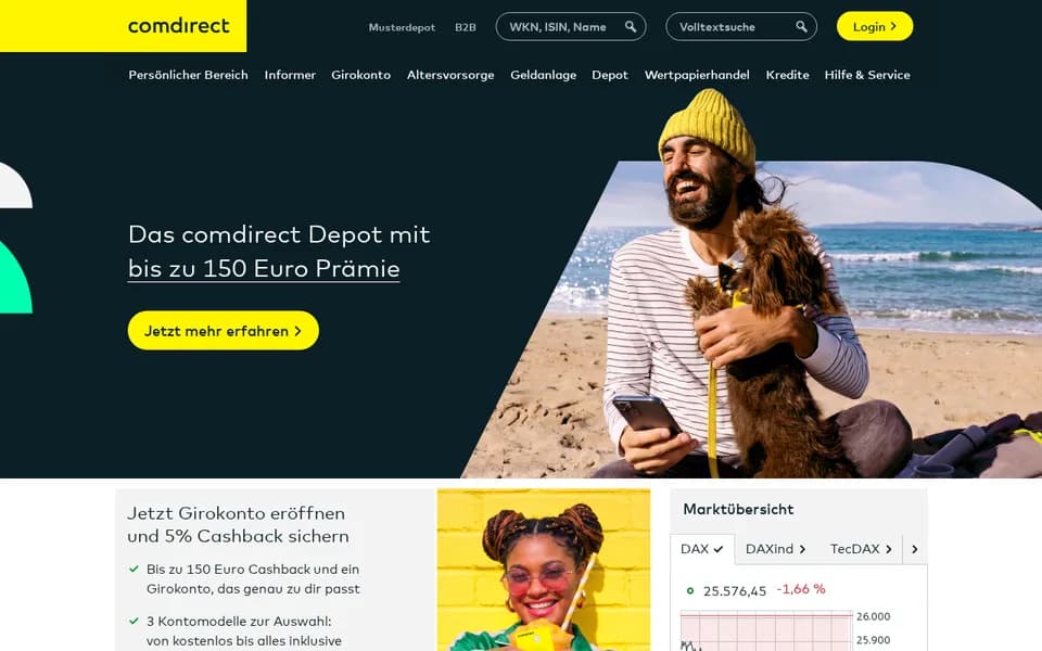Startseite von comdirect