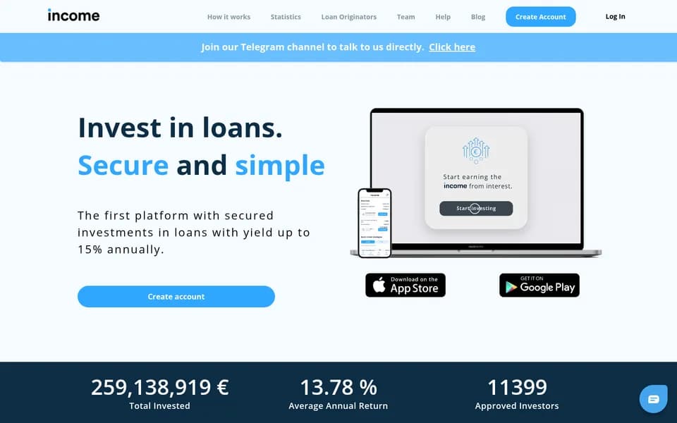 Startseite von Income Marketplace