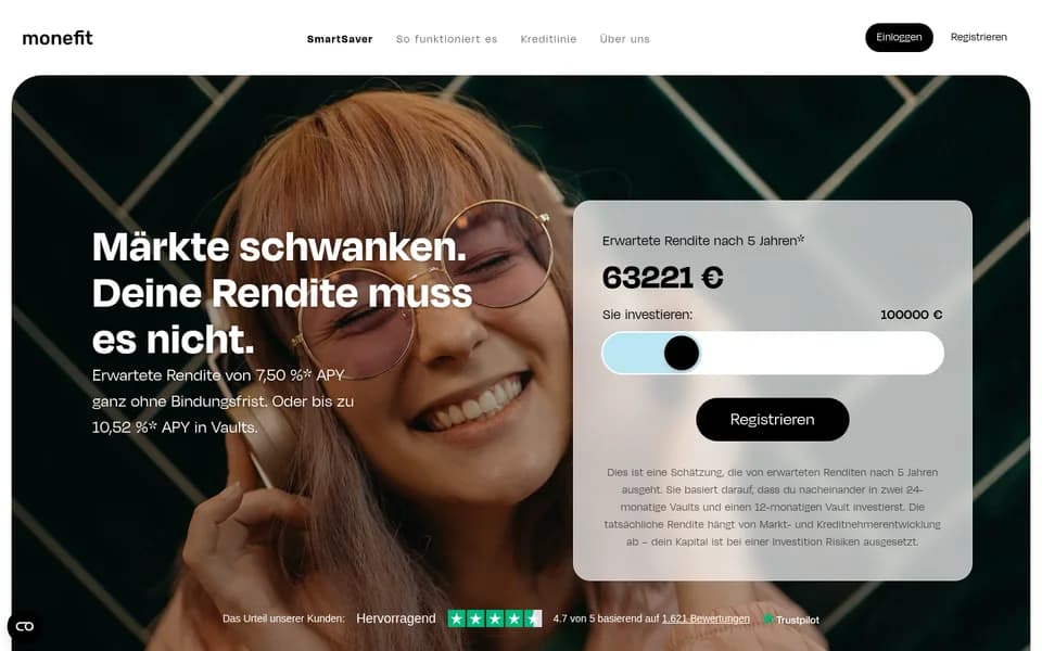 Startseite von Monefit SmartSaver
