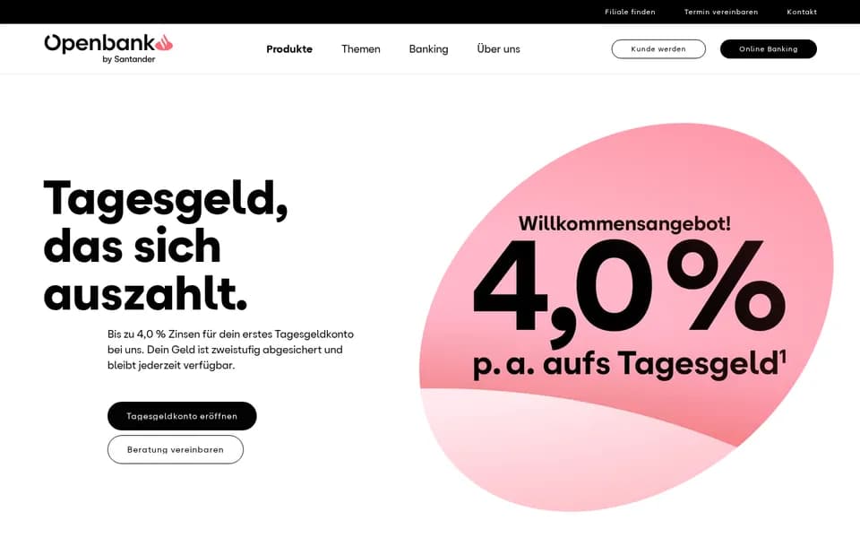 Startseite von Openbank