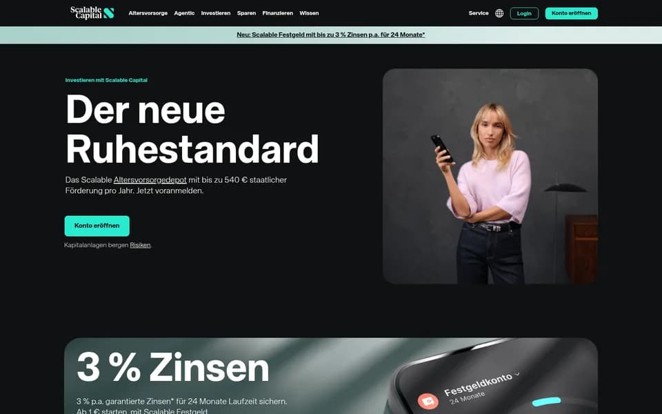 Startseite von Scalable Capital