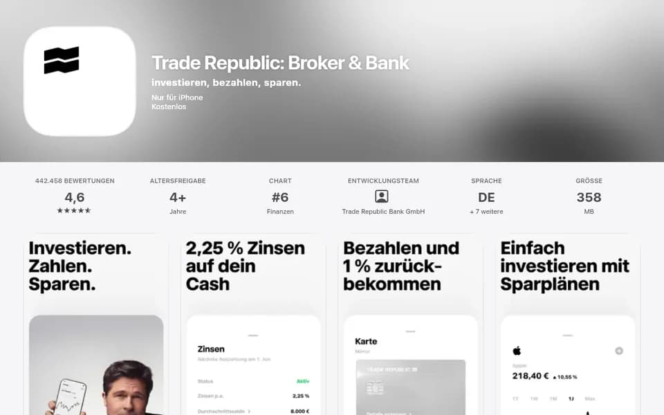 App-Store-Seite von Trade Republic